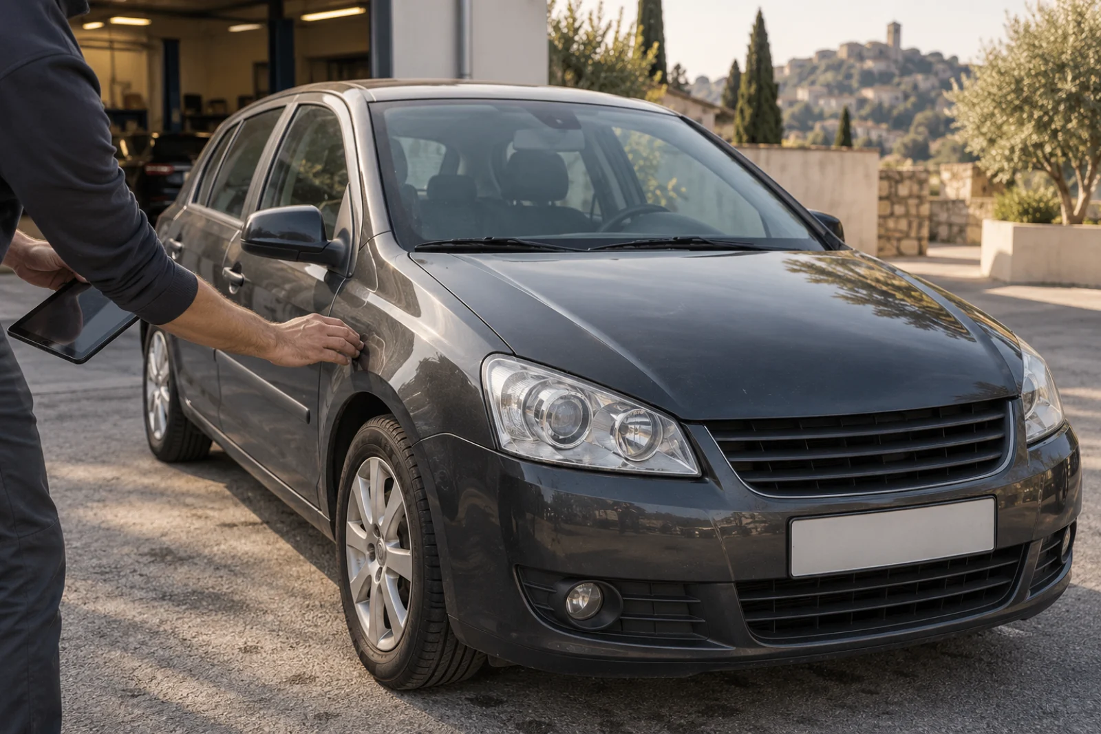Inspection de la carrosserie d’un véhicule d’occasion avant l’étude d’un rachat